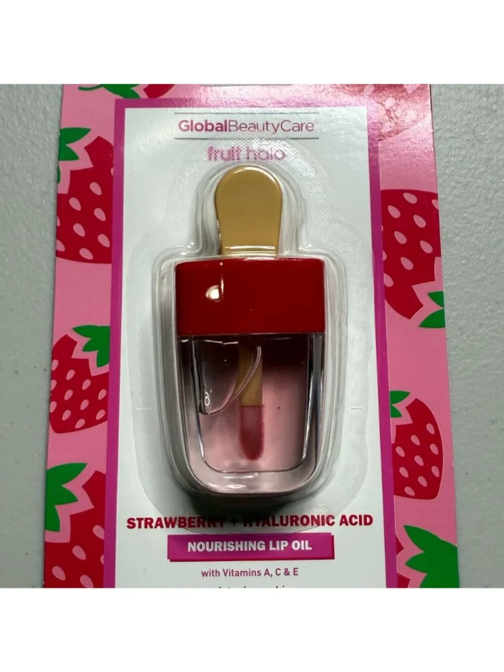 Global Beauty Care Strawberry Lip Oil Fruit Halo Hyaluronic Acid New